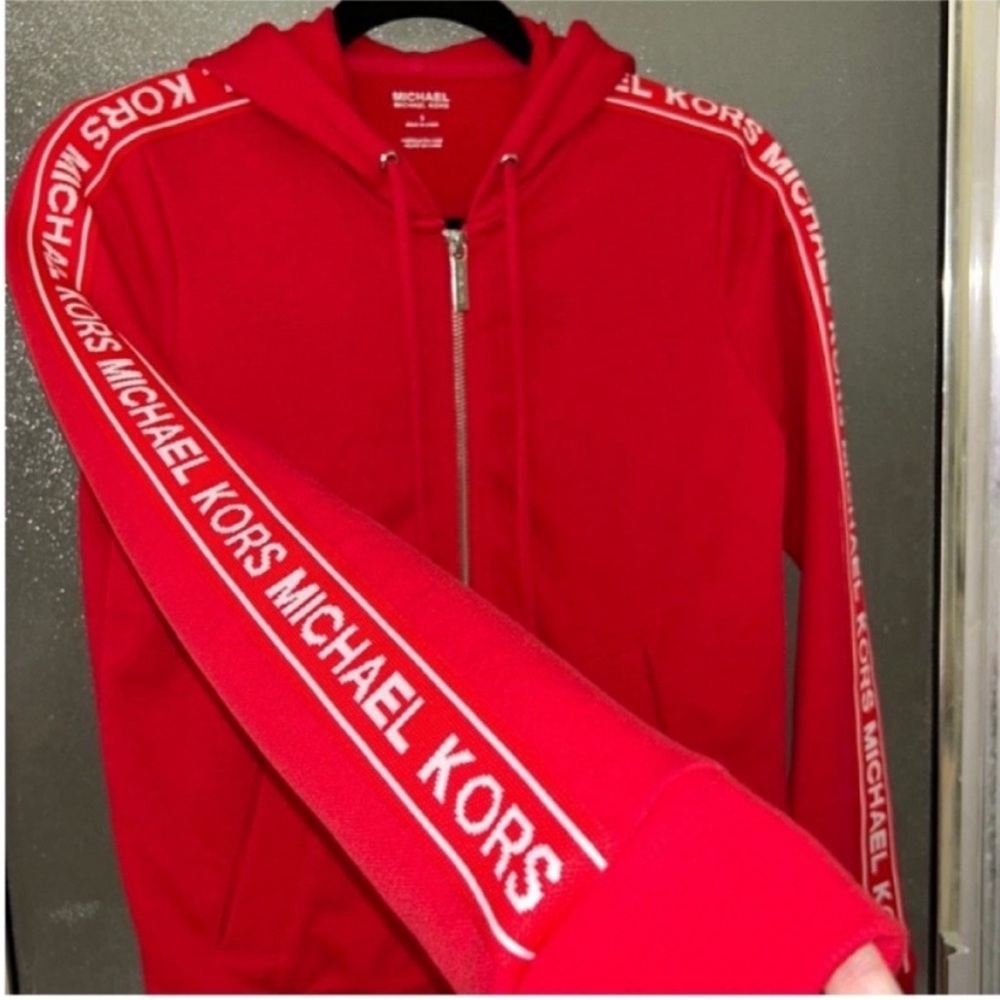 ❤️‍🔥FIRM PRICE❤️‍🔥NWOT MICHAEL KORS Logo Tape Stretch Jacket - Picture 4 of 14